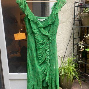 Veronica Beard Amal Floral Dress in Green Multi (Size 4)